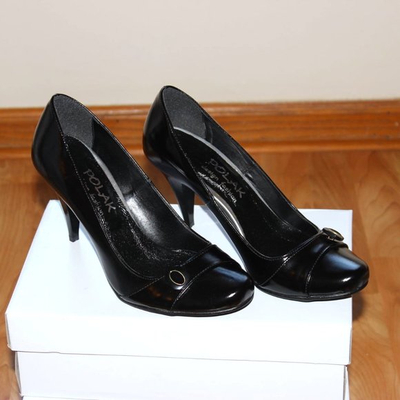 Comfort pumps in black leather from Europe - Picture 1 of 5